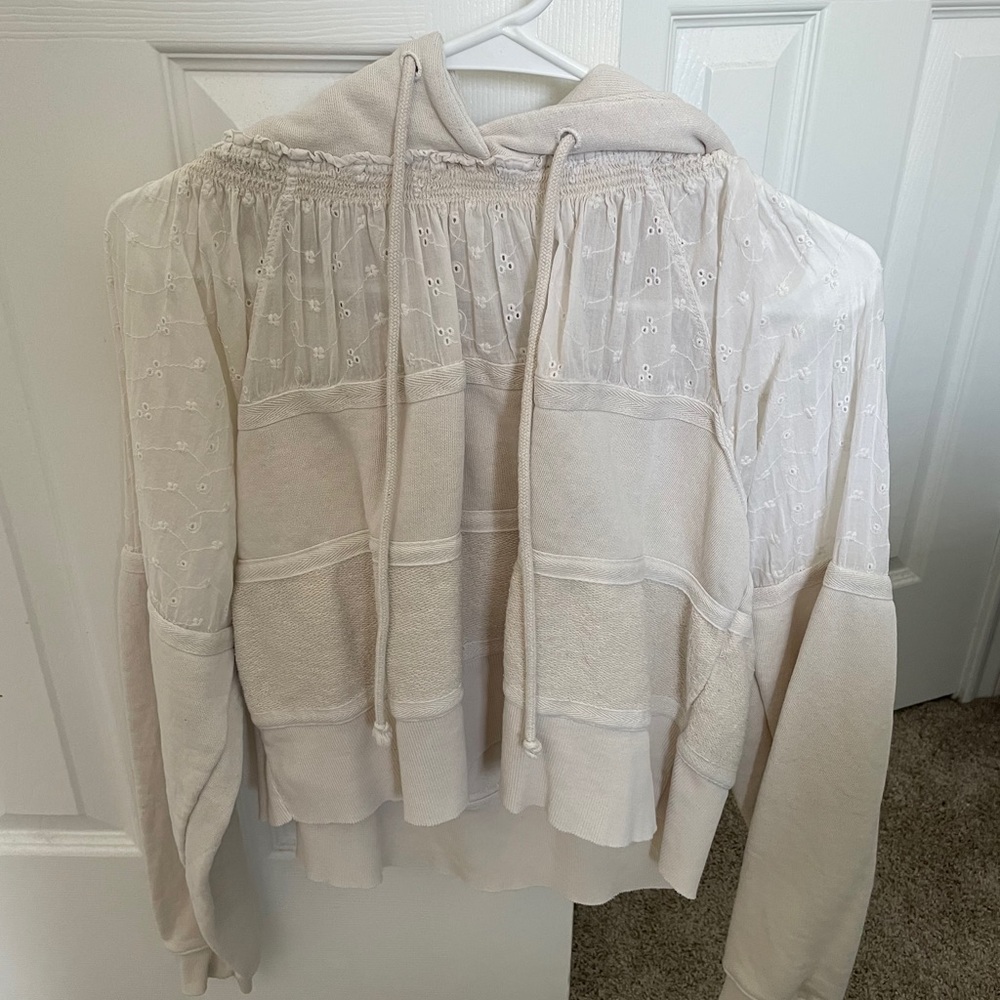 Free people crop sweatshirt boho cream color sm
